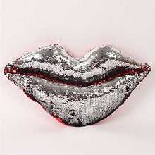YAKEF Mermaid Cuscini a Forma di Labbra Reversibile a Due Colori Paillettes Mermaid Copertura del Cuscino a Forma di Cuore con Inserto 45,7 cm × 22,9 cm (Rosso/Argento)