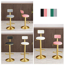 Ljings - Sgabello da bar con design moderno, regolabile, con cuscino in velluto e poggiapiedi, da cucina, colore: Rosa