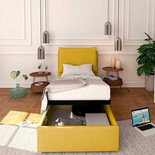 Baldiflex Letto Singolo con Contenitore Modello Licia in Tessuto, Rete a Doghe, per Materassi Singoli 80x190 cm, Testiera Finemente Imbottita, colore Melon