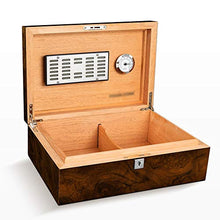 FxsD Cigar Box, Legno di Cedro Piano vernice Texture, grande capacità professionale Cigar Humidor, Storage Box blocco di sicurezza con, umidificatore incorporato e igrometro, in grado di memorizzare 5