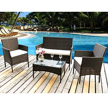 Topchances, set di mobili da giardino per 4 persone, tavolo da giardino e sedie da giardino, mobili da veranda, sedie in rattan, divano per patio, balcone, set da 4