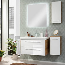 FACKELMANN Set di mobili da bagno da 5 pezzi Milano sospesi con vasca in ceramica da 100 cm e specchio da bagno a LED