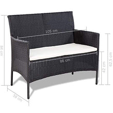 FAMIROSA Set Divani da Giardino 4 pz con Cuscini in Polyrattan Nero-4186