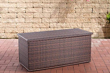 CLP Cassapanca in polyrattan Comfy I per imbottitura da giardino, impermeabile, colore: marrone mélange, dimensioni: 150 litri