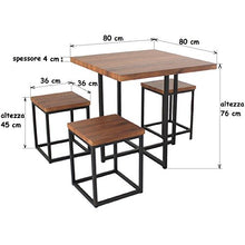 MOD. Assisi Set Tavolo Bar e 4 Sgabelli Marrone Sedie Mobili Relax
