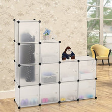 EGLEMTEK Mobile modulare Quadrato 12 Scomparti Cubo Armadio Armadietto Guardaroba Scaffale Scarpiera Mobiletto da Bagno (112 x 37 x 148 cm) (Bianco)