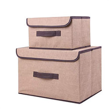 2 scatole portaoggetti pieghevoli con coperchio, in tessuto non tessuto, grande capacità, per vestiti, scarpe, giocattoli Beige