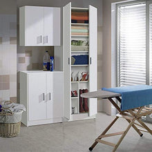 Armadio a 2 ante con ripiani, in legno, bianco, 58,5 cm di larghezza e 180 cm di altezza.