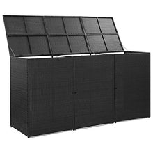 OUSEE Copribidone Triplo Spazzatura Nero 229x78x120 cm in Polyrattan