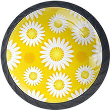 Fiori bianchi Daisy Yellow Pomelli per Porta Set di 4 Pomelli per Mobili Manopole per Cassetti Cucina Armadio Vetro