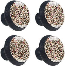 Motivo leopardo rosato arancione Pomelli per Porta Set di 4 Pomelli per Mobili Manopole per Cassetti Cucina Armadio Vetro