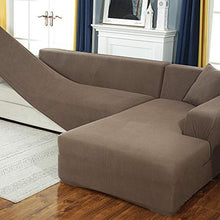 Copridivano con Penisola Destra Sinistra Separato Elasticizzato- Copridivano Angolare Chaise Longue Fodere per Divano (2 Pezzi, 3+4 posti, 190-230 cm+235-300 cm)