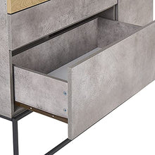 Beliani Credenza Base in Metallo Nero 3 Cassetti Legno Chiaro e Grigio Arietta
