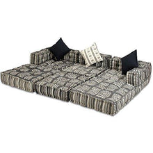 Festnight Divano Letto Modulare Moderno a 2/3/4 Posti Rivestimento Tessuto a Strisce con Cuscini - Arredi Casa