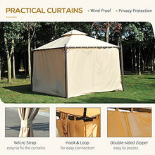 Outsunny Gazebo da Giardino Impermeabile 3 x 3m con 4 Pannelli Laterali Beige