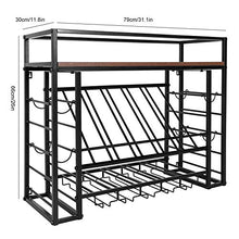Cikonielf - Scaffale per vino da parete, design industriale, con ripiano per vino, 79 x 30 x 66 cm