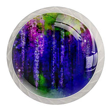 Maniglie per cassetti Manopole per cassetti Manopole rotonde Confezione da 4 per armadietto, cassetti, cassettiere, cassettiere ecc. WatercolPattern Fiori Viola E Gialli Astratti
