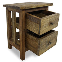 Kshzmoto Comodo Comodino Fatto a Mano, Comodino in Legno massello in Stile Vintage 48 x 35 x 64 cm-con 2 cassetti