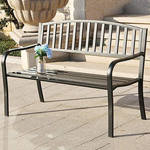 GaoF Panchine da Giardino Park Terrace, panchina in ghisa per Esterni (con Cuscino in Schiuma), panchina Lounge a 2 posti con Schienale e braccioli, panchine Decorative per