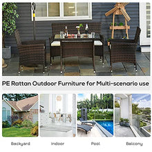 Outsunny Salotto da Giardino con Tavolo, 2 Poltrone e Divano 2 Posti, Set Mobile da Giardino in Rattan PE con Cuscini, Marrone e Bianco