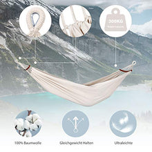 Sekey Amaca in Cotone per Giardino 210 × 150 cm, Amaca da Campeggio Ultraleggera con Borsa per Interno Esterni, capacità 300 kg, Beige