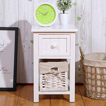AINIYF Tavolo Comodino in Legno for Comodino for divani Organizer 2 Livelli 1 cestini e 1 Comodino Bianco