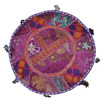 Rajasthali Indiano ottomano Impreziosito Vintage con Ricamo e Patchwork Poggiapiedi Piano Cuscino, 46 x 33 cm