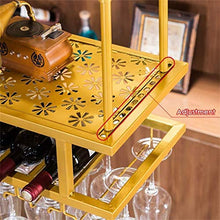 HTDZDX Bar/Pub Double Layer Wine Rack con Supporto Calici - Attaccatura di Parete di Vetro E Bottiglie di Vino Cabinet Organizzatori - Oro Ferro Frame - Decorazione della Parete Soffitto
