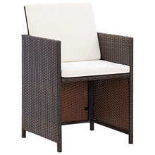 OUSEE Set da Pranzo da Giardino 5 pz con Cuscini Polyrattan Marrone