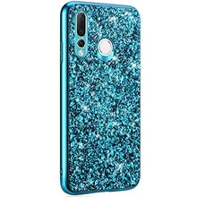 Saceebe Compatibile con Huawei Nova 4 Custodia Silicone TPU Paillettes Glitter Strass Silicone TPU Case PC Coperture [placcatura bordo] Bumper Case Ultra Sottile Antigraffio,blu&