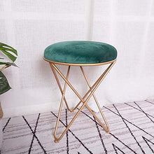 yunyu Sedia da Ufficio,Sgabello Rotondo Creativo con Cuscino in Velluto e Gambe in Metallo, Sedia Antiscivolo Facile da installare, Verde, 35 cm * 45 cm
