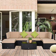 giordano shop Set Salotto da Giardino in Polyrattan Divano 2 Poltrone Miozzi Virginia Nero e Beige