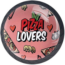 Pizza Lover Heart Funghi Salsiccia Rosa Pomelli per Porta Set di 4 Pomelli per Mobili Manopole per Cassetti Cucina Armadio Vetro