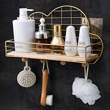 Mensola portaoggetti da bagno autoadesiva, con gancio ad angolo, per doccia, senza foratura, organizer da bagno, staffa da appendere, mensole da cucina, dorate