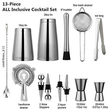 Wenzhihua Set di Miscelazione per Cocktail 13pcs / Set Acciaio Inossidabile Cocktail Shaker Ice Tong Mixer Drink Boston Bartender Browser Kit Bar Set Professional Bar StrumentoStrumento A Barre