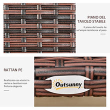 Outsunny Tavolino in Rattan Sintetico da Esterno, Giardino, Terrazzo Impermeabile Marrone 90x50x35cm