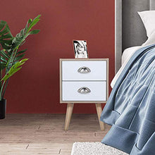 YRRA Mid-Century Moderno tavolino da Notte in Legno Comodino con 2 cassetti per Soggiorno Camera da Letto mobili per la casa (Burlywood e Bianco 1 Confezione)