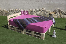 Letto a balinese con testiera, mod. Petis, 2 x 1,40 m, naturale