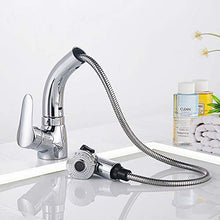VBARV Rubinetto per lavandino con Rubinetto Estraibile - Rubinetto per Vasca, Doppio lavabo, Finitura cromata, Rubinetto per lavabo monocomando, lavabo Caldo e Freddo