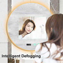 Specchio Rotondo A Muro Controluce LED, Interruttore a muro + Defogger & Dimmable Touch Switch + lucidato Eadege & Frameless + LED Specchio da bagno illuminato, interruttore touch dimmerabile Specchio