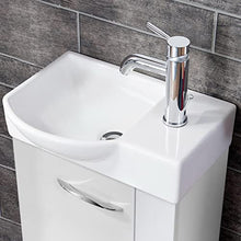 FACKELMANN Sceno - Set di mobili da bagno per gli ospiti, 3 pezzi, 45 cm, lavabo in ceramica e specchio da bagno a LED