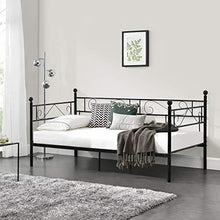 [en.casa] Divano Letto Metallo 200 x 90 cm Sofa Singolo Design Incluso Rete a Doghe Nero