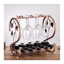 Kiter, scaffale per vino, scaffale per vino, bicchiere da appendere, in ferro bronzo, multifunzione, con ripiano per bottiglia di vino e bicchiere