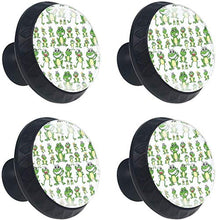 Verde sveglio del modello della rana del fumetto Pomelli per Porta Set di 4 Pomelli per Mobili Manopole per Cassetti Cucina Armadio Vetro