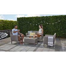 Keter Salemo Lounge Set, Set Mobili da Giardino in Rattan con Divano 2 Posti 2 Poltrone e Tavolino Porta Cuscini, Cappuccino