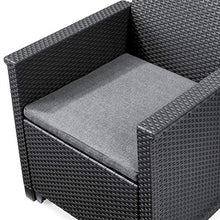Keter Emma Balcony Set, Set Mobili da Giardino in Rattan con 2 Poltrone e Tavolino , Grafite