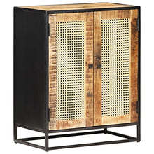 vidaXL Credenza 60x35x75 cm in Legno di Mango Grezzo e Canna Naturale