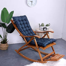 ZR- Bamboo Rocking Chair Regolabile Pieghevole Reclinabile con Cuscino Balcone Vecchio Siesta Presidenza con Foot Massage Esterna Prato Giardino Sdraio (Color : Blue)