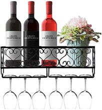 Porta Bottiglie E Vetro - Portabottiglie Da Parete, Supporto Calice, Può Ospitare 6 Bottiglie Di Vino/Appendere 6 Bicchieri Da Vino