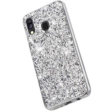 Saceebe Compatibile con Galaxy A20/A30 Custodia Silicone TPU Paillettes Glitter Strass Silicone TPU Case PC Coperture [placcatura bordo] Bumper Case Ultra Sottile Antigraffio,argento&